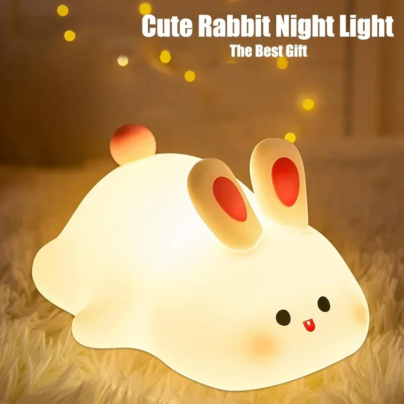 Soft Silicone Night Light - USB Rechargeable Touch Control 3-Level Dimmable Bedside Lamp for Nursery, Kids, Babies & Gift Decor