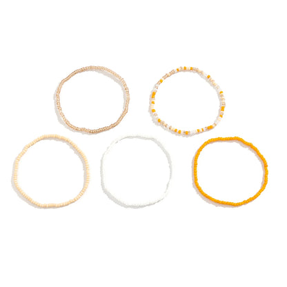 Ingemark - Juego de tobilleras bohemias con cuentas de colores para mujer, pulsera de cadena elástica sencilla para playa, para verano, joyería para tobillo descalzo en la pierna