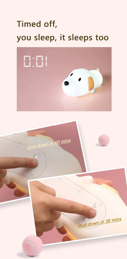 Cute Animal-shape Silicone Night Light Rechargeable Bedside Patting Nightlights For Child Holiday Gift Bedroom Decor Lighting