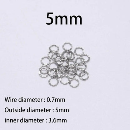 30-200 piezas de 3-25 mm de acero inoxidable con anillos partidos abiertos y bucles individuales para hacer joyas y accesorios.