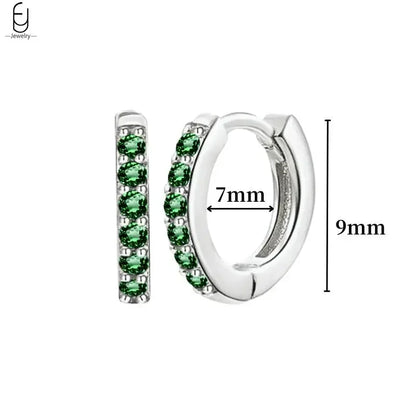 Pendientes de aro con forma de corazón y circonita verde en plata de ley 925 para mujer, delicados pendientes de botón, joyería de lujo, regalos.