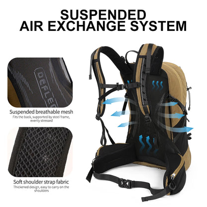 Mochila de montañismo de 35 litros para hombre y mujer, bolsa de deporte al aire libre, impermeable, para acampar, senderismo y lluvia.