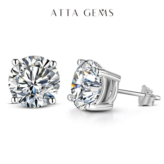 Pendientes de moissanita de 2 quilates y 8,0 mm de color D para mujer, de ATTAGEMS, de alta calidad, 100 % plata de ley 925, brillantes, para boda.