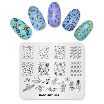 Nail Stamping Plates Sun Moon Stars Pattern Design Nail Art Image Template Stainless Steel Printing Plate for DIY Nails