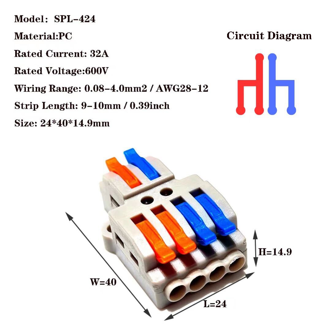 Conector de cable SPL-42 Conector de cableado compacto universal Conector de bloque de terminales a presión para iluminación Mini conector de cable rápido