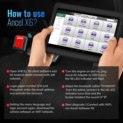 Ancel X6 OBD2 Automotive Scanner Professional ABS SRS Oil EPB BMS Reset All System Bluetooth ODB OBD 2 Car Diagnostic Scan Tools