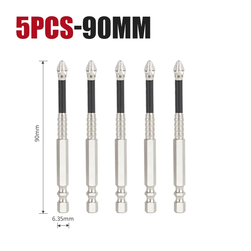 K5 Anti-Slip and Shock-Proof Bits Screwdriver Bits High Hardness Strong Magnetic 25/50/65/70/90/150mm Ph2 Screwdriver Set