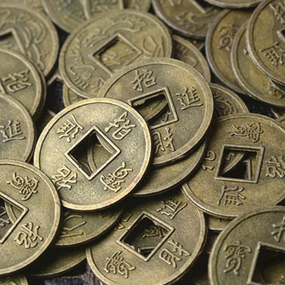 100Pcs Chinese Feng Shui Lucky Ching/Ancient Coins Set Educational Ten Emperors Antique Fortune Money Coin Luck Fortune Wealth