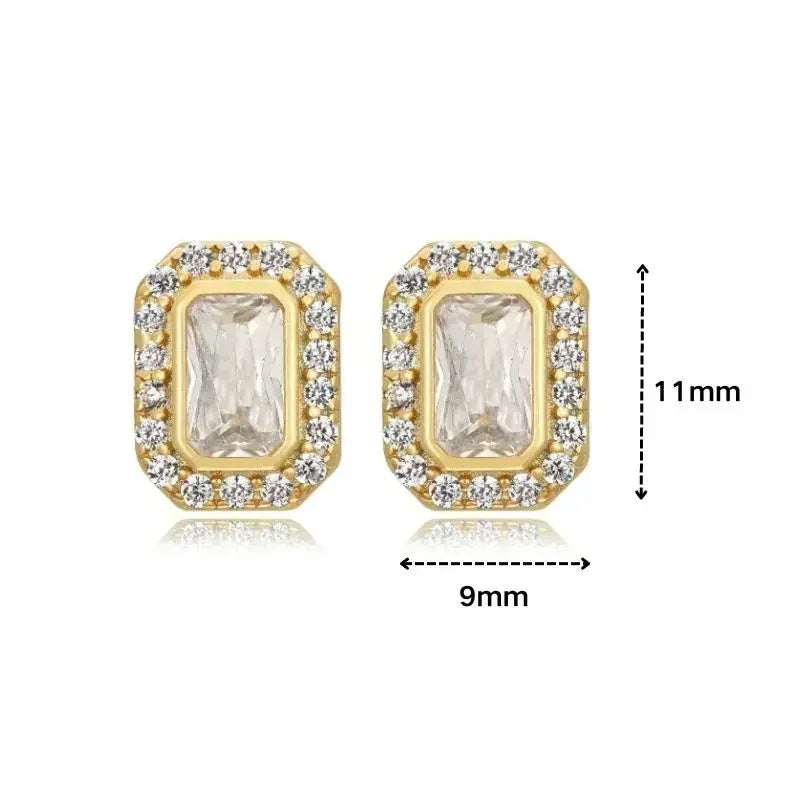 Pendientes de aro de plata de ley 925 con forma de aguja y cristales de circonita, con gotas de agua, dorados, joyería de lujo premium para fiestas.