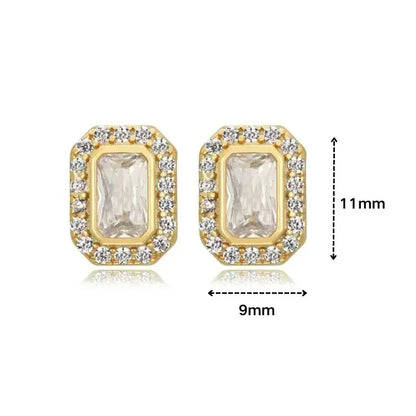 Pendientes de aro de plata de ley 925 con forma de aguja y cristales de circonita, con gotas de agua, dorados, joyería de lujo premium para fiestas.