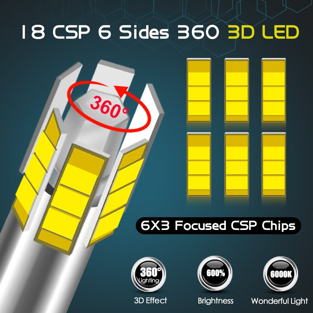 Bombilla LED H7 Canbus 360 6000K para faros delanteros de coche, H1, H11, H8, HB3, 9005, HB4, 9006, 9012, HIR2, 12 lados, CSP, 25000LM, luz alta/baja