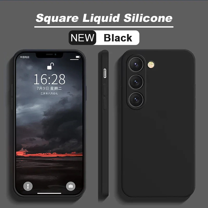 Nueva funda cuadrada de silicona líquida para Samsung Galaxy S24, S23, S22, S21, S20 Ultra Plus FE, A54, A53, A52, A73, 5G, 4G, suave y a prueba de golpes.