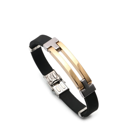 PAPERPLUS | Gold Plated Silicone Bracelets for Men.Clean Line Simple Jewelry.21cm.Hip Hop.Rock 2024