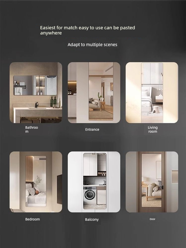 Espejo de pared autoadhesivo acrílico de cuerpo entero para el hogar, adhesivo de pared HD, espejo de cuerpo entero.