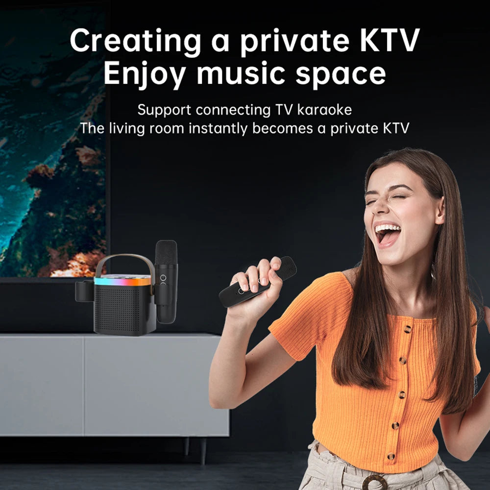 TANALAZ K8 Karaoke Machine Portable Bluetooth 5.1 PA Speaker System with 1-2 Wireless Microphones Home Family Singing Child  Gif