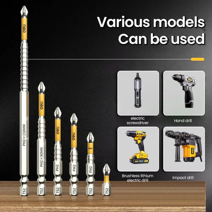 Non-slip PH2 Magnetic Batch Head Cross Screwdriver Hardness Drill Bit Screw Driver Hand Tools 25/50/65/70/90/150mm