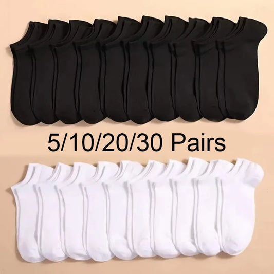 Calcetines náuticos unisex, informales, de color liso, finos, transpirables, cómodos, antiolor y absorbentes del sudor, para hombre y mujer, 5/10/20/30 pares