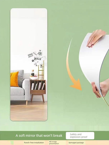 Espejo acrílico de cuerpo entero, autoadhesivo, suave, para pared, para puerta trasera, para colgar en la pared, sin perforaciones, oculto, para armario.