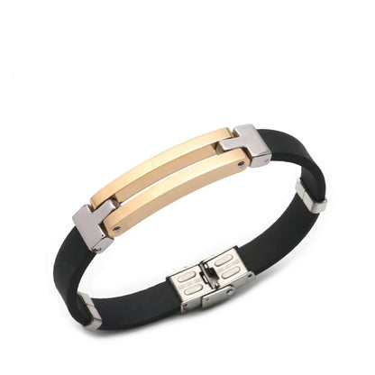 PAPERPLUS | Gold Plated Silicone Bracelets for Men.Clean Line Simple Jewelry.21cm.Hip Hop.Rock 2024