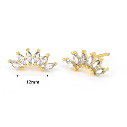 Pendientes de aro de plata de ley 925 con forma de aguja y cristales de circonita, con gotas de agua, dorados, joyería de lujo premium para fiestas.