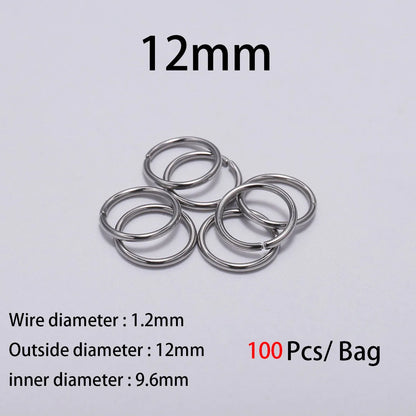 30-200 piezas de 3-25 mm de acero inoxidable con anillos partidos abiertos y bucles individuales para hacer joyas y accesorios.