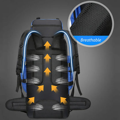 Mochila impermeable de 90 l para senderismo, camping, trekking, gran capacidad, para viajes, deportes al aire libre, equipo de camping para hombre