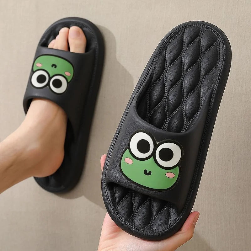 Sandalias de playa de verano antideslizantes para el baño, chanclas suaves con dibujos de ranas