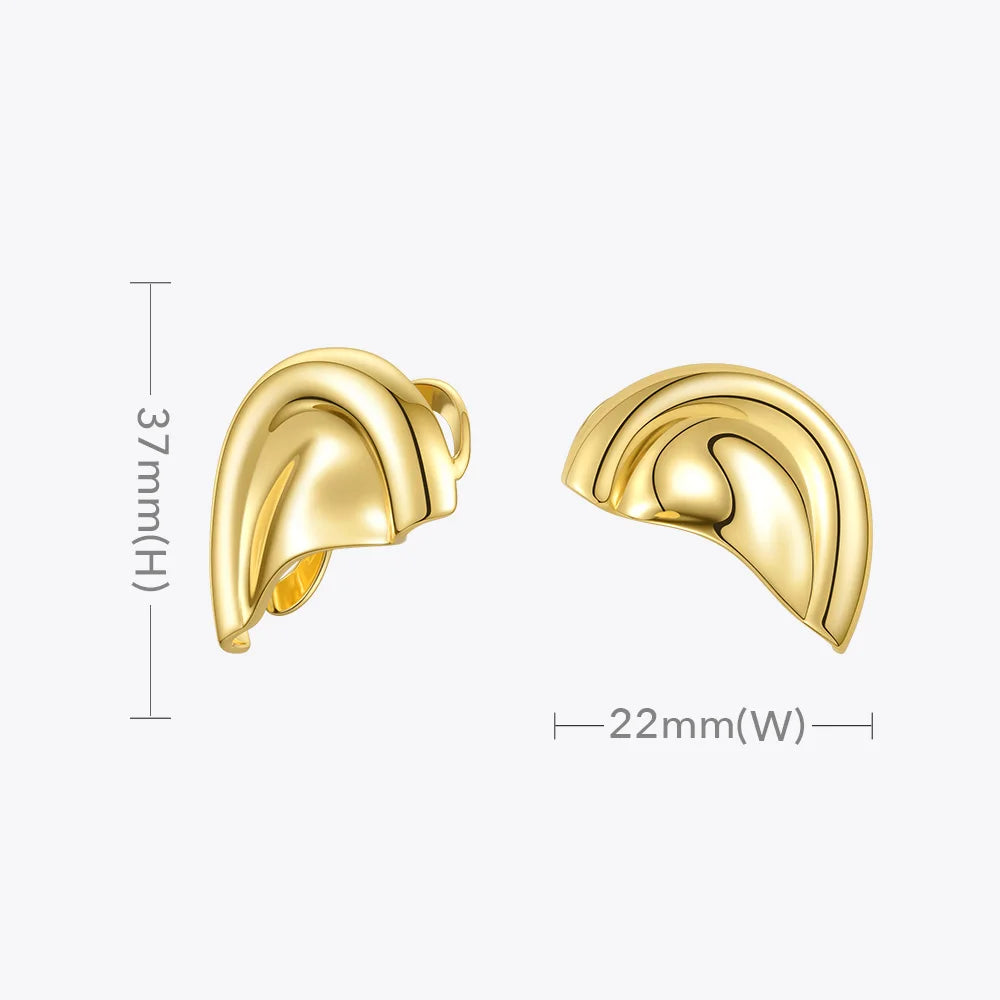 ENFASHION - Pendientes de clip con forma de oreja para mujer, color dorado, sin piercing, joyería de moda, Brincos E201200