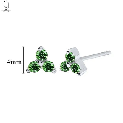 Pendientes de aro con forma de corazón y circonita verde en plata de ley 925 para mujer, delicados pendientes de botón, joyería de lujo, regalos.
