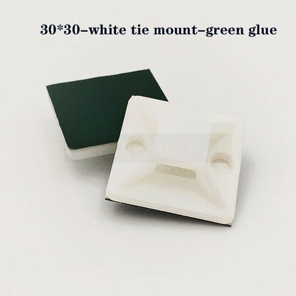 Cable tie mount Black White Zip Tie car Cable Wire Removable Wall Holder Mount Clip green glue Self Adhesive cable tie base