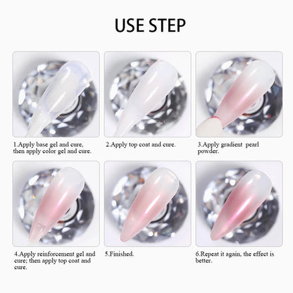 1 Box Cherry Pink Chrome Pearl Nail Powder Gradient Mirror Effect Nail Art Glitter Auroras Rubbing Dust Nail Art Manicure Decor