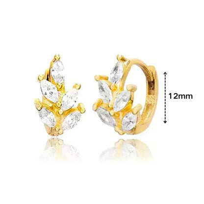 Pendientes de aro de plata de ley 925 con forma de aguja y cristales de circonita, con gotas de agua, dorados, joyería de lujo premium para fiestas.