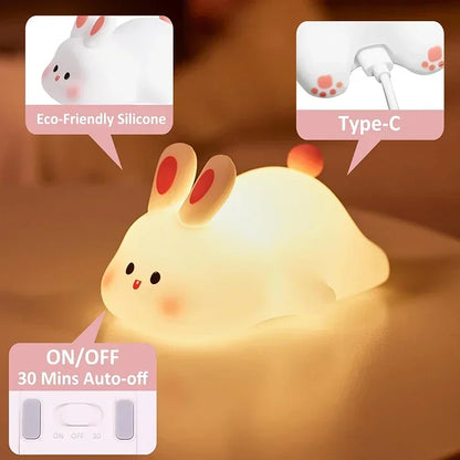 Soft Silicone Night Light - USB Rechargeable Touch Control 3-Level Dimmable Bedside Lamp for Nursery, Kids, Babies & Gift Decor