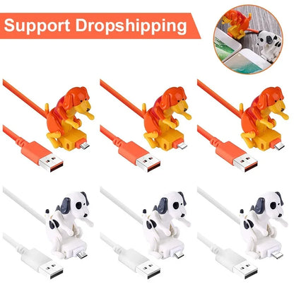 Cable de carga rápida con forma de perro jorobado para teléfonos Apple y Android, cargador portátil para smartphones, juguetes de descompresión.