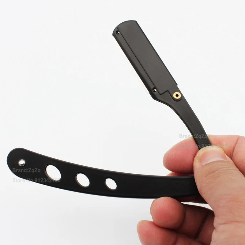 ZqZq 10 cuchillas de afeitar y maquinilla de afeitar de filo recto, herramienta para cortar barba y cejas, depilación manual, maquinilla de afeitar, peluquería, recorte