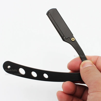 ZqZq 10 cuchillas de afeitar y maquinilla de afeitar de filo recto, herramienta para cortar barba y cejas, depilación manual, maquinilla de afeitar, peluquería, recorte
