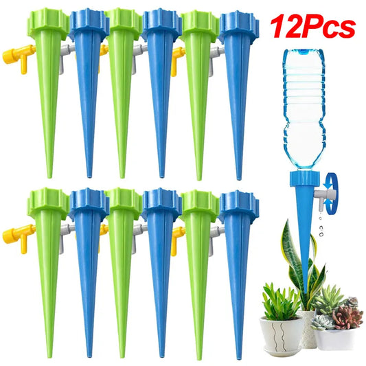 Sistema de riego automático por goteo con punta de riego automático para plantas de flores, invernaderos y jardines. Dispositivo de riego automático ajustable.