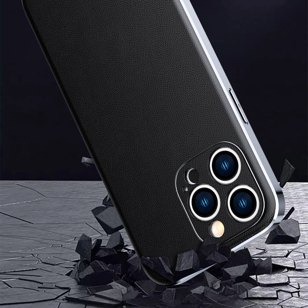 LANGSIDI New Arrival Luxury Leather phone Case for iphone 15 pro max 14 15 pro lens protection shockproof fashion back covers