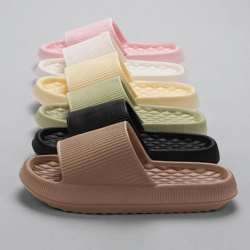 Chanclas de verano antideslizantes de 4 cm para mujer, suaves y cómodas, con plataforma gruesa de EVA, para el baño y el hogar