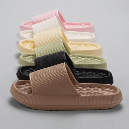 Chanclas de verano antideslizantes de 4 cm para mujer, suaves y cómodas, con plataforma gruesa de EVA, para el baño y el hogar