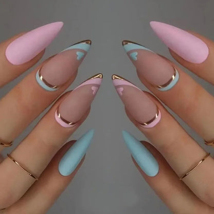 24 uñas postizas con degradado de rayas verde claro, sin costuras, extraíbles, cobertura total, largas, con diseños a presión.