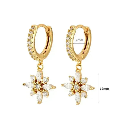 Pendientes de aro de plata de ley 925 con forma de aguja y cristales de circonita, con gotas de agua, dorados, joyería de lujo premium para fiestas.