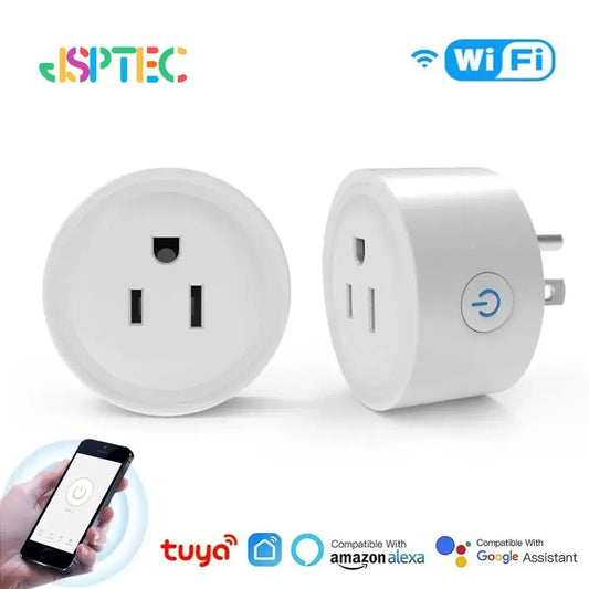 Enchufe inteligente Tuya con wifi, estándar estadounidense, inalámbrico, 10 A, control remoto, compatible con Alexa y Google Home.