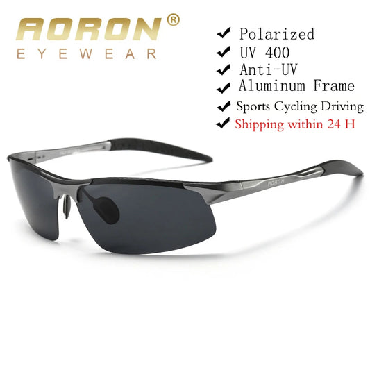 Gafas de sol polarizadas para conducir AORON para hombre, con montura de aluminio y magnesio, deportivas, estilo retro, antirreflejos, UV400