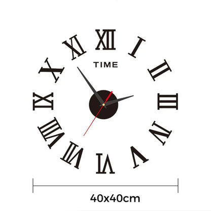 Reloj de pared digital acrílico 3D con diseño de números romanos y espejo, moderno, redondo y grande, autoadhesivo.
