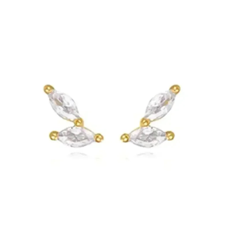 Pendientes de aro de plata de ley 925 con forma de aguja y cristales de circonita, con gotas de agua, dorados, joyería de lujo premium para fiestas.