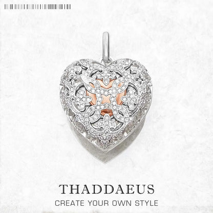 Colgante de corazón de amor, medallón de moda, glamuroso, joyería de plata de ley 925, accesorios de estilo europeo, regalo para el alma de la mujer.