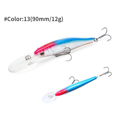 MSEASFREE-Floating Minnow Artificial Hard Bait Fishing Lure, Wobblers for Bass Perch Pike Trout, Fishing Tackle, 90mm, 12g