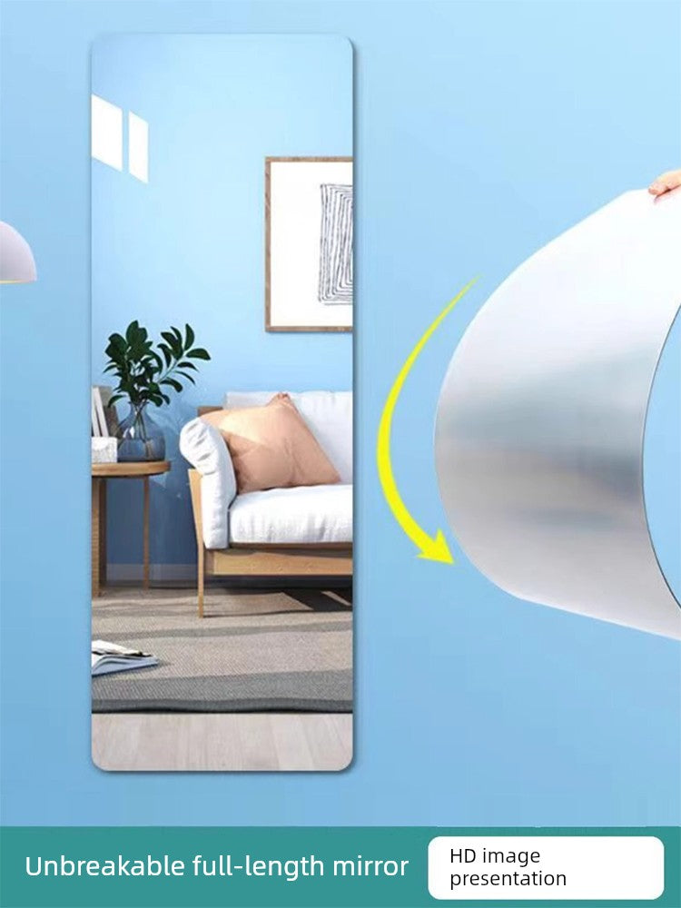 Espejo acrílico de cuerpo entero, autoadhesivo, suave, para pared, para puerta trasera, para colgar en la pared, sin perforaciones, oculto, para armario.