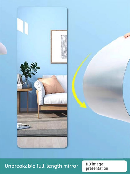 Espejo acrílico de cuerpo entero, autoadhesivo, suave, para pared, para puerta trasera, para colgar en la pared, sin perforaciones, oculto, para armario.